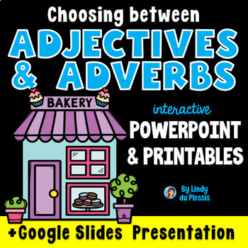 Preview of Adjectives and Adverbs PowerPoint, Worksheets, Posters, & Google Slides