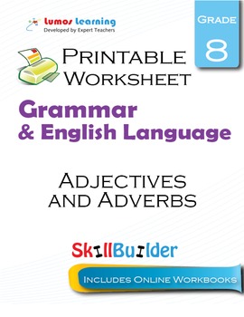 Preview of Adjectives and Adverbs Printable Worksheet, Grade 8
