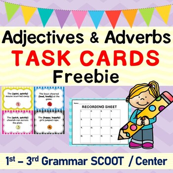 Preview of Adjectives and Adverbs Grammar Task Cards/ SCOOT Game/ Center