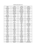 Adjectives and Adverbs Sight Word Lists/ Reference Sheets