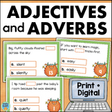 Adjectives and Adverbs Task Cards - Print + Digital
