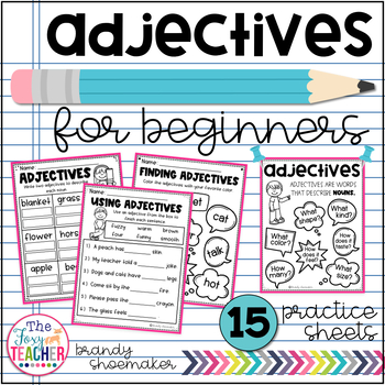 Preview of Adjectives for Beginners Practice Sheets