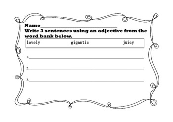 adjectives homework ks1