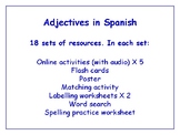 Adjectives in Spanish Bundle - Worksheets, Activities & Mo