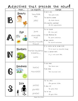French Adjectives | Teaching Resources