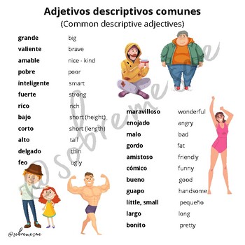 Preview of Adjetivos - Adjectives