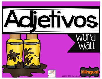 Preview of Adjetivos Vobulario Adjectives Word Wall Spanish