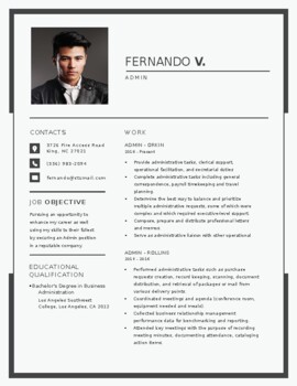 Preview of Admin Resume