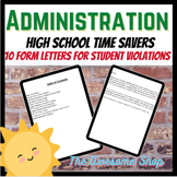 Administration *EDITABLE* Form Letters for School Violatio