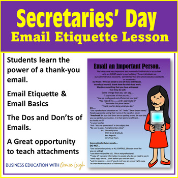 Preview of Administrative Professionals' Day (Secretaries' Day) Email Lesson/Activity
