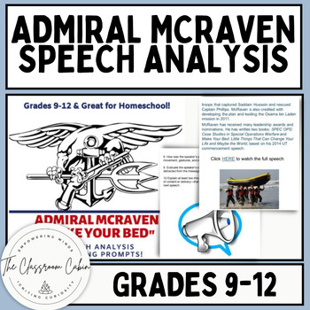 Preview of Admiral McRaven "Make Your Bed" Speech Analysis for Grades 9-12 and Homeschool