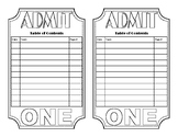 Admit One Interactive Theatre Notebook Table of Contents