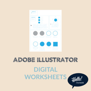 Preview of Adobe Illustrator Tutorial Digital Worksheets for iPad/Desktop w/ Video Links