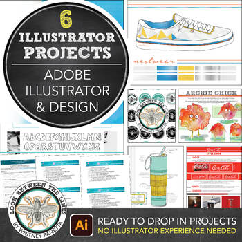 Preview of Adobe Illustrator Project Bundle: Art Lesson, Activities for Middle, High School