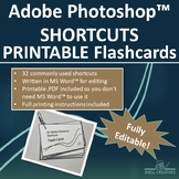 Adobe Photoshop™ Shortcuts Flashcards – Printable set of 32