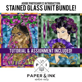 Preview of Adobe Photoshop Tutorial & Assignment Booklet: Stained Glass - BUNDLE!