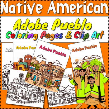 Preview of Adobe Pueblo Coloring Pages & Clip Art  - Native American Home