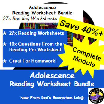 Preview of Adolescence Module Reading Worksheet Bundle **Editable**