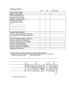 Adolescent Informal Stuttering Assessment by Simple Speech | TpT