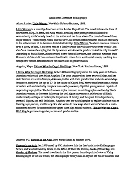 Preview of Adolescent Literature - Annotated Bibliography