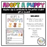 Adopt A Puppy // Signage and certificates for a fun studen