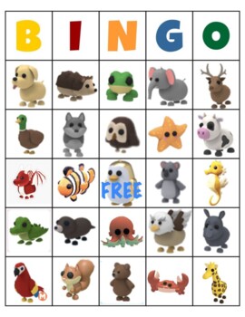 Adopt me pets! Bingo Cards - WordMint