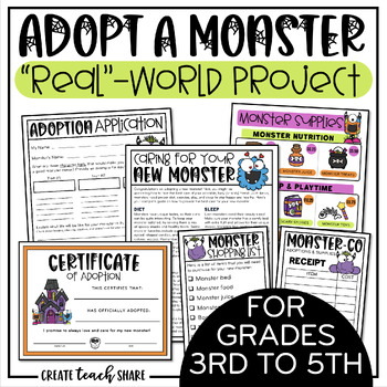 Preview of Adopt a Monster Project | Halloween Activities | Project Based Learning