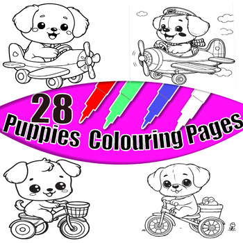 Preview of Adorable 28 puppy dog Coloring Pages Printable animal colouring  sheets for Kid