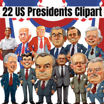 Preview of Adorable American Leaders: A Set of 22 Fun Presidents Caricatures, us clipart