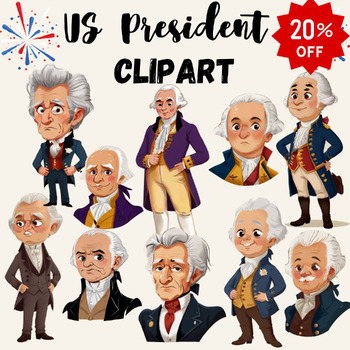 Preview of usa presidents day character clipart february clipart , 45 Fun Presidents