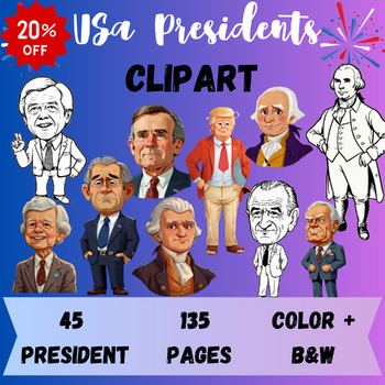 Preview of usa presidents day character clipart february clipart