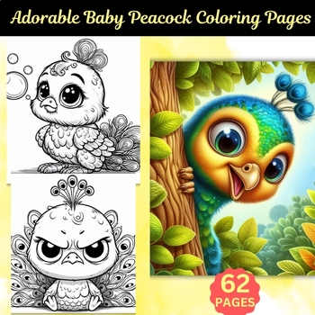Preview of Adorable Baby Peacock Coloring Pages