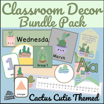 Preview of Back to School Classroom Decor & Editable Cactus Theme Printables & Name Tags