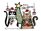 Adorable Cat Christmas Poster Card