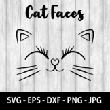 Adorable Cute Cat Face Vector Line Art