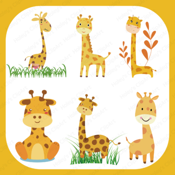 Adorable Giraffe Clipart by Haley's Clipart | TPT