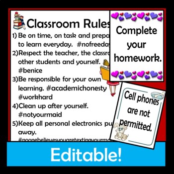 Adorable Illustrated Classroom Rules Bulletin Board and Power Point ...