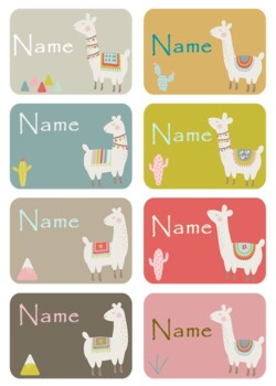 Preview of Name Tags - Cute llamas (editable)