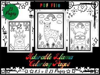 Llama Coloring Pages for Kids, Girls, Boys, Teens Birthday School