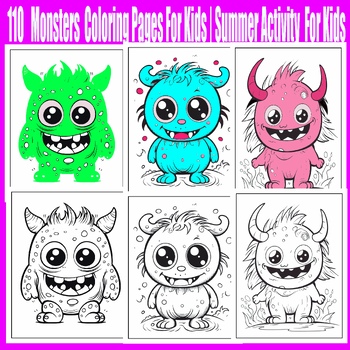 Monsters Coloring Book for Kids, Printable Coloring Pages for