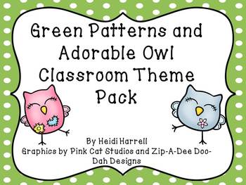 Preview of Adorable Owl and Green Pattern Classroom Theme Pack - HUGE!