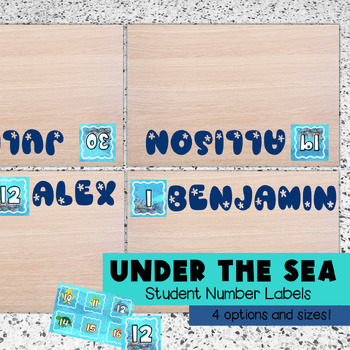Preview of Adorable Under the Sea Themed Student Number Labels - 4 Sizes & Options