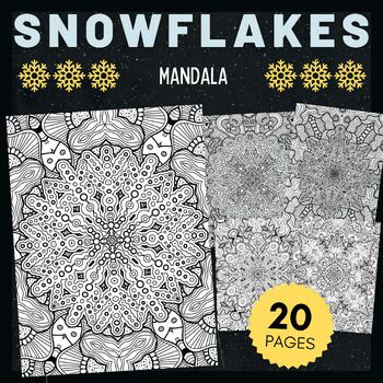Preview of Adorable Winter Mindfulness Snowflakes Mandala Coloring Pages sheets 2024