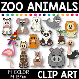 Adorable ZOO ANIMALS Clipart