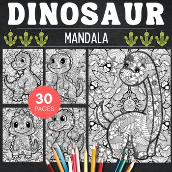 Preview of Winter Adorable dinosaur Mindfulness Mandala Coloring Pages dinosaur Activities