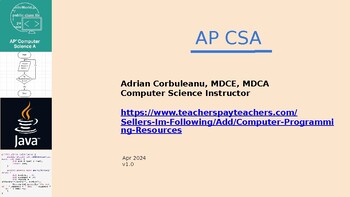 Preview of Adrian's AP CSA | Java Constructors | High School | U2L4