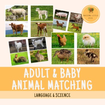 Preview of Adult & Baby Animal Matching Activity Farm Edition Montessori Free