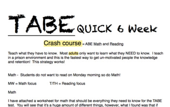 Preview of Adult Basic Education/ TABE /high school and middle school basic math/reading