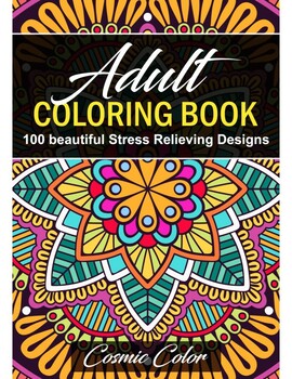 Preview of Adult Coloring Book - 100 Unique and Beautiful Patters for Stress Relief.