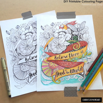 Teen Girl Coloring Page, Printable Colouring Page for Women, Growth Mindset